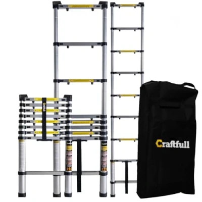 Abbildung von 𝐂𝐑𝐀𝐅𝐓𝐅𝐔𝐋𝐋 Aluminium Teleskopleiter CF 101A 𝟑 𝐉𝐀𝐇𝐑𝐄 𝐆𝐀𝐑𝐀𝐍𝐓𝐈𝐄 Trittleiter Leiter ausziehbar Stehleiter Ausziehleiter Alu Anlegeleiter mit Tragetasche (2.9 Meter)