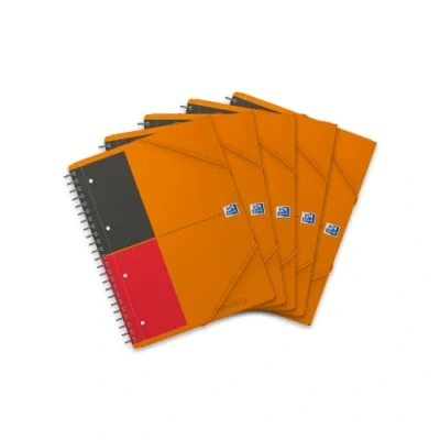 Abbildung von Oxford Filingbook International A4, liniert, 200 Seiten, Seitenränder in vier Farben, 3 versetzbare Register, 5 Stück