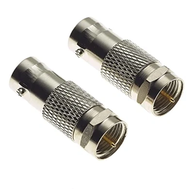 Abbildung von BNC Buchse zu F Typ Stecker Adapter 75 Ohm vernickelt Messing Körper RF Koax männlich weiblich für Radio Antenne und Video Anwendungen Koaxial Koppler Konverter 2 Stück
