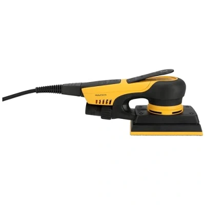Abbildung von Mirka DEOS II 353 Schwingschleifer 81x133mm 300 W vibrationsarme Schleifmaschine für staubfreies Schleifen von Holz, Trockenbau &amp; Metall mit Klett Schleifpapier, MID3534044