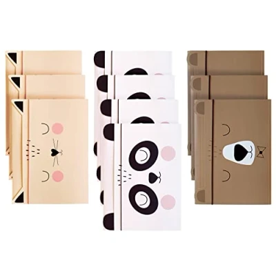 Abbildung von Sammelmappe A5 Gummizug Zeichenmappe für Kinder aus Starkem Karton Soft Touch Innen und Außen Bedruckt Lustige Form 3 Motive Sortiert: Katze + Bär Panda 10er Pack