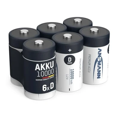 Abbildung von ANSMANN Akku Mono D 9300 mAh 1,2V NiMh, 6 Stück, wiederaufladbar, ideal für Spielzeug, Modellbau, Taschenlampe, Radio
