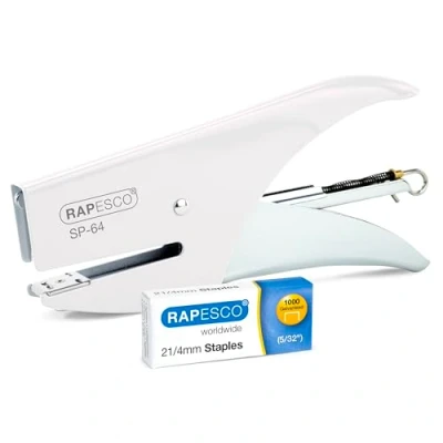 Abbildung von Rapesco 1381 SP 64 Heftzange und 1000 Heftklammern des Typs 21/4mm, 12 Blatt Kapazität, Weiß