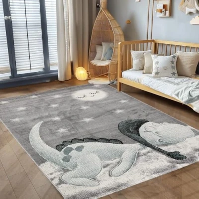 Abbildung von Kinderteppich Dinosaurier Design, Carpettex, Läufer, Höhe: 10 mm, Teppich Kinderzimmer Design Kinder Blau Babyzimmer