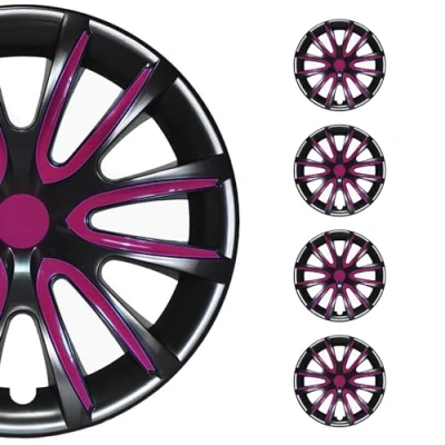 Abbildung von OMAC 4X Radkappen Radzierblenden Radblenden 16&quot; Zoll Stahlfelgen Glänzend Schwarz Lila