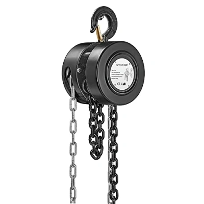 Abbildung von SPECSTAR Hand Chain Hoist with 2 Heavy Duty Hooks Handkettenzug 2000kg Tragkraft Flaschenzug mit 3m Hubhöhe Handseilwinde Seilzug 360 drehbarer Haken manueller Kettenzug für schwere Hebearbeiten