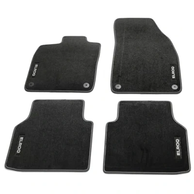 Abbildung von Skoda 5LJ061270 Fußmatten Prestige Textilfußmatten Premium Velours 4X Stoffmatten, schwarz/grau, mit ELROQ Schriftzug