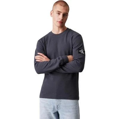 Abbildung von Calvin Klein Jeans Badge Waffle TEE Langarmshirt, Herren, Größe: XL, Ebony