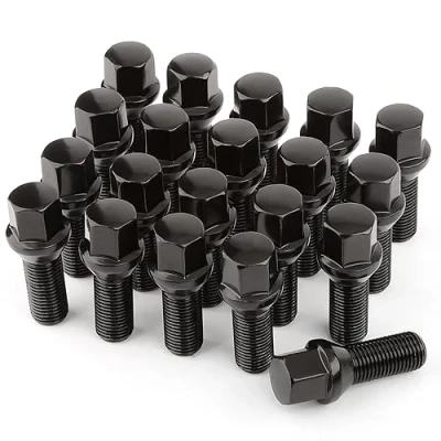 Abbildung von 20 Radschrauben Radbolzen I M14x1,5x28mm Kegelbund SW 17mm Kompatibel mit Audi Volkswagen Aftermarket Räder (Schwarz)