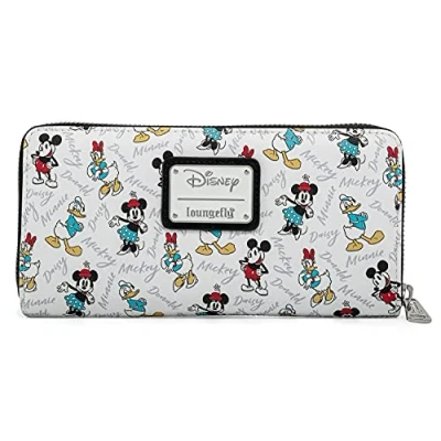 Abbildung von Loungefly Disney Wallet Mickey Minnie Mouse Daisy Donald Duck Zip Clutch White