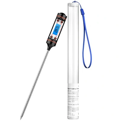 Abbildung von CGZZ Kochthermometer 150mm, blaue Hintergrundbeleuchtung LCD Bildschirm, sofortige Ablesung, Edelstahl