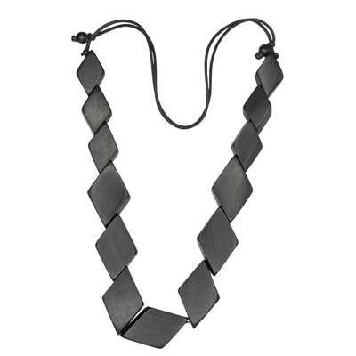 Abbildung von COLLEZIONE ALESSANDRO Lange Kette &quot;Raute&quot;, aus Holzperlen in Rautenform