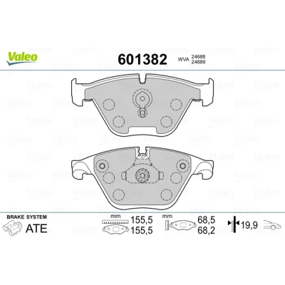 Abbildung von VALEO 601382 Bremsbelagsatz Vorderachse mit Anti Quietsch Blech BMW: 5 Touring, Limousine, 7
