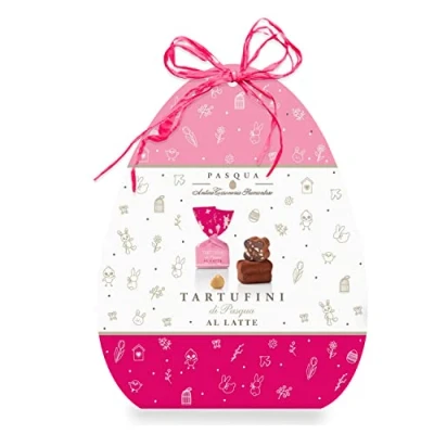 Abbildung von Tartufini al latte “Ostern Edition Milch &amp; extradunkle Schokolade edle italienische Trüffel Pralinen in der neuen Osterei Geschenkverpackung Antica Torroneria Piemontese Ostern Geschenk