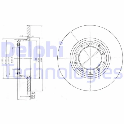 Abbildung von DELPHI BG3982C Bremsscheibe 298 14 5 voll beschichtet unbehandelt ohne Radlager, ABS Sensorring LAND ROVER: Defender Pickup, SUV