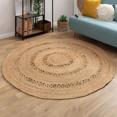 Abbildung von Teppich Goa Sun, Steffensmeier, rund, Boho, handgeflochten, Jute, Naturfaser