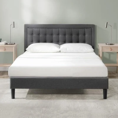Abbildung von ZINUS Polsterbett Grau mit Kopfteil, 140x200 cm, 180x200 cm (Packung, 1 tlg., Bett), Quietschfest, Kein Boxspring erforderlich