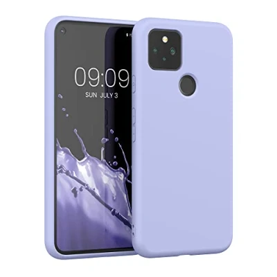 Abbildung von kwmobile Hülle kompatibel mit Google Pixel 5 gummierte TPU Silikon Handyhülle Schutzhülle für kabelloses Laden Case in Pastell Lavendel