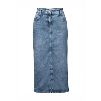 Abbildung von CECIL Damen B361679 Maxi Jeansrock, Authentic Used Wash, 30W EU