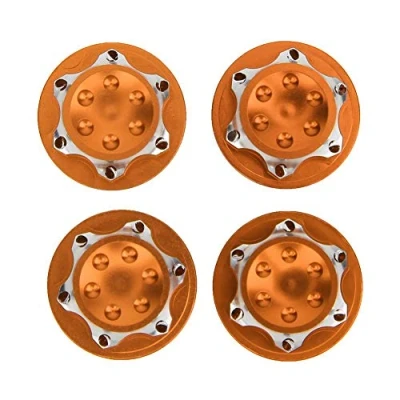Abbildung von Vbest life Packung mit 4 Stück 17 mm Radnabenmutter, Anti Staub Abdeckmutter aus Aluminiumlegierung Radzubehör Ersatz Passend für 1/8 RC Automodell(Orange)
