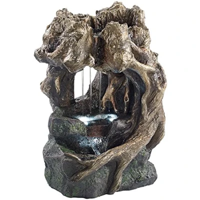 Abbildung von infactory Tischspringbrunnen: Beleuchteter Zimmerbrunnen Wurzelgrotte mit LED und Pumpe (Zierbrunnen, Brunnen Zimmerbrunnen, Wasserfall)