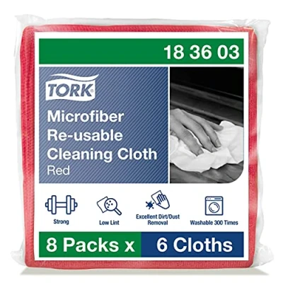 Abbildung von Tork Mikrofaser Reinigungstücher 15x15cm rot 8 x 6 Tücher