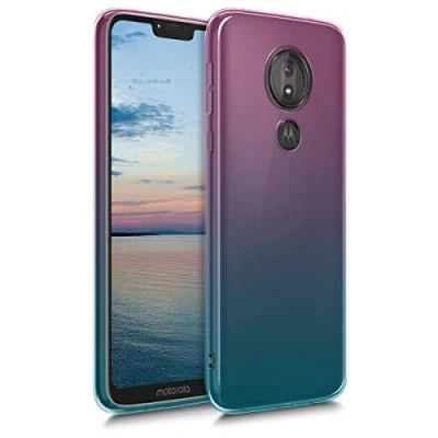 Abbildung von kwmobile Case kompatibel mit Motorola Moto G7 Power Hülle Handy Handyhülle Zwei Farben Pink Blau Transparent