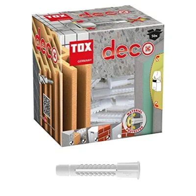 Abbildung von TOX Allzweckdübel mit Kragen Deco 10 x 66 mm, Dübel für fast alle Baustoffe, 50 Stück, 016100081