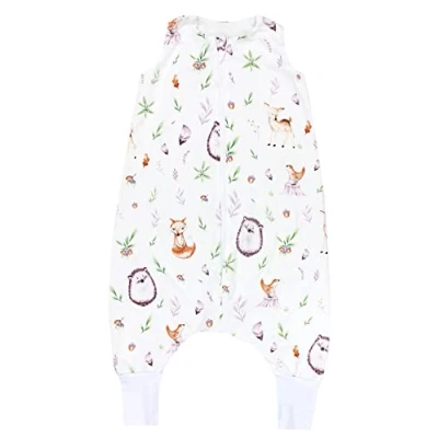 Abbildung von TupTam Baby Sommer Schlafsack mit Beinen 0.5 TOG OEKO TEX zertifizierte Materialien unwattiert Unisex, Farbe: Waldtiere/Igel/Rehe, Größe: 110 122