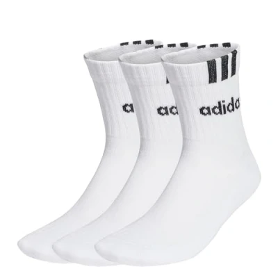 Abbildung von adidas Unisex 3 Stripes Linear Half Crew Cushioned Socks Pairs, White/Black, 37 40