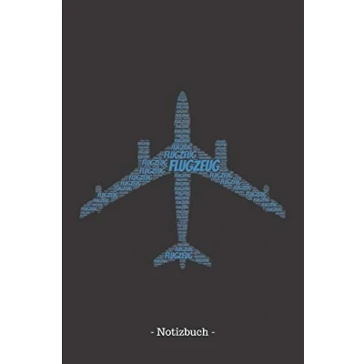 Abbildung von Flugzeug: Notizblock Notizbuch DIN A5, 120 Seiten Liniert, Lined, Linien Notizen, Termine, Planer, Tagebuch, Organisation Wortwolke Geschenk