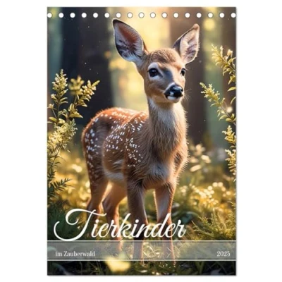 Abbildung von Tierkinder im Zauberwald (Tischkalender 2025 DIN A5 hoch), CALVENDO Monatskalender