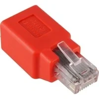 Abbildung von Goobay 68912 RJ45 Crossover Adapter, Rot, CAT 5e, Stecker (8P8C) auf Buchse
