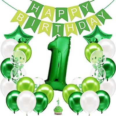 Abbildung von envami® Geburtstagsdeko Jungen Grün Zahl 1. Geburtstag Junge Happy Birthday Deko Folienballon 1 Luftballon Kindergeburtstag