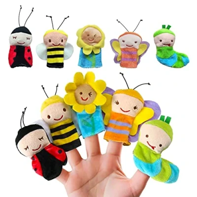 Abbildung von Liwein 5 Stück Fingerpuppen, Niedliche Fingertiere Baby Story Time Requisiten Spielhandschuh Klein Tier insekten Fingerpuppe Set für Geschichte Zeit Kindergeburstag Gastgeschenk Mitgebsel Fingerpuppen