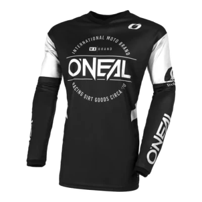 Abbildung von O&#039;NEAL Motocross Trikot Enduro MX Atmungsaktives Material, gepolsterter Ellenbogenschutz, Passform für maximale Bewegungsfreiheit Element Jersey Brand V.23 Erwachsene Schwarz Weiß L