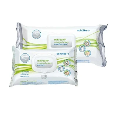 Abbildung von Schülke Desinfektionstücher mikrozid universal wipes premium maxi Flächendesinfektion 25x25cm, 80 St