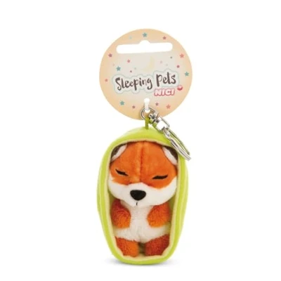 Abbildung von NICI Schlüsselanhänger Sleeping Pets Fuchs 8cm in Körbchen orange Treuer Begleiter für Rucksack oder Tasche, Schlüsselhalter klein und Groß 61601