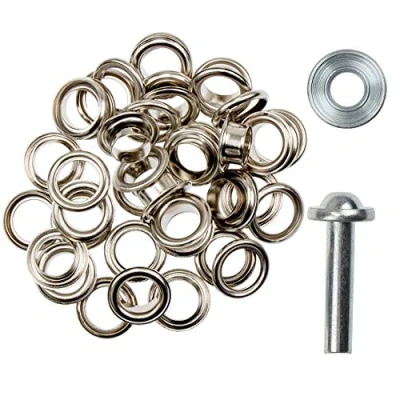 Abbildung von Langlauf Schuhbedarf Ösen mit Scheibe und Werkzeug 4/5/8/11/14mm Silber/schwarz/Gold rostfrei (Silber 8mm)