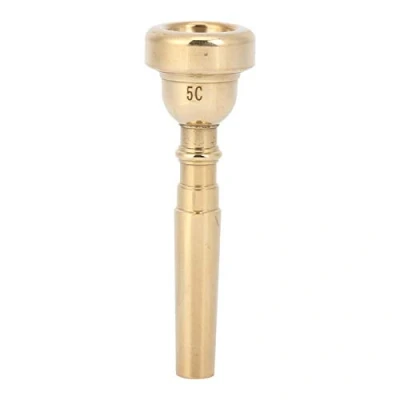 Abbildung von Tomotato Messing Trompetenmundstück, 3C 5C 7C Professionelle Hornmundstück Ersatz, Gold Heller Bb Ton Trompetenteile Zubehör für Anfängern und Profi Spieler(5C)
