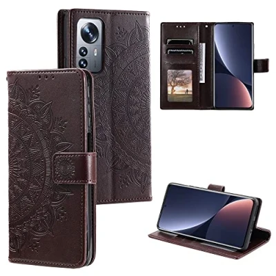 Abbildung von CoverKingz Schutzhülle kompatibel mit Xiaomi 12 / 12X Handycover Kartenfach Schutztasche Wallet Flip Case klappbar Motiv Mandala Braun