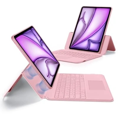 Abbildung von ESR Ascend für iPad Air 13 Zoll 2024 Tastatur Hülle mit Trackpad, magnetisch abnehmbare hintergrundbeleuchteten Tasten, vollständig Verstellbarer Ständer im Hoch /Querformat, Rosa