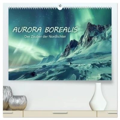Abbildung von Aurora Borealis der Zauber Nordlichter (hochwertiger Premium Wandkalender 2025 DIN A2 quer), Kunstdruck in Hochglanz