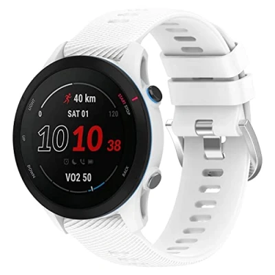 Abbildung von Yikamosi Kompatibel mit Garmin Forerunner 255 Armband,22MM Schnellverschluss Weiches Silikon rostfreiem Metallverschluss Ersatzbänder für 255/Venu 2,Weiß