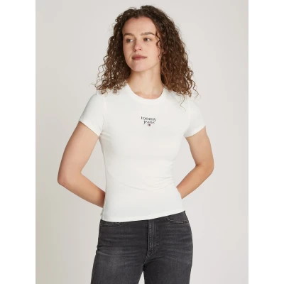 Abbildung von Tommy Jeans SLIM Essential LOGO TEE Tshirt basic, Damen, Größe: Large, Ancient white