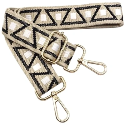 Abbildung von Verstellbarer Schultergurt für Taschen Schwarz Weiß, Taschengurte zum Wechseln, Taschengurt Breit mit Karabiner Gold, 80 130 cm Tragegurt Tasche Damen Schulterriemen, Handtasche, 3.8cm, 1103