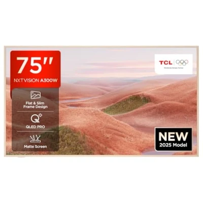 Abbildung von TCL NXTVISION A300W 75 Zoll QLED PRO 4K Ultra HD TV, HDR PRO, Mattes Display, Smart TV unterstützt durch Google (Dolby Vision IQ &amp; Atmos, 144Hz Motion Clarity Pro)