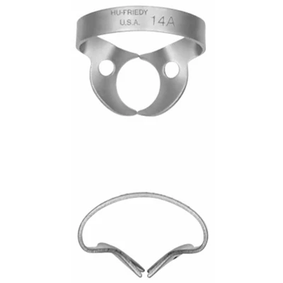 Abbildung von Kofferdam Klammer Satin Steel Figur W14A OK/UK Molaren Stück