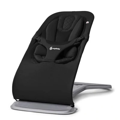 Abbildung von Ergobaby 3 in 1 Evolve Bouncer, Ergonomische Babywippe für Neugeborene ab Geburt bis zum Kleinkind, Babyschaukel mit Neugeboreneneinsatz (2,5 kg 13,2 kg), Onyx Black