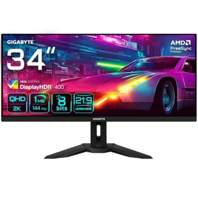 Abbildung von Gigabyte M34WQ Gaming Monitor (86 cm/34 &quot;, 3440 x 1440 px, WQHD, 1 ms Reaktionszeit, 144 Hz, IPS)